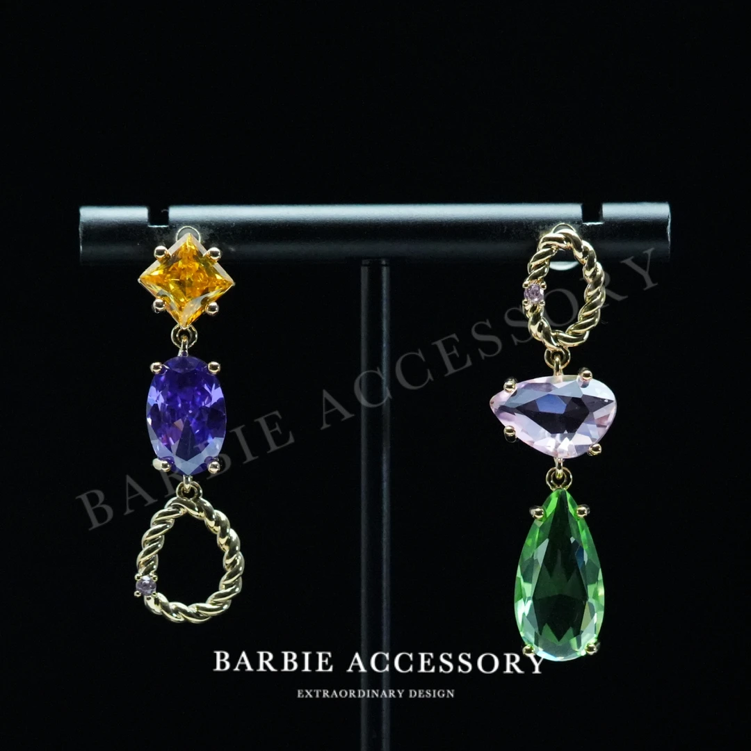 铜合金合成锆石耳饰 【星伴星黎】法式既视设计款高级感绝美耳环