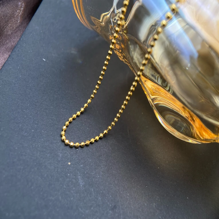 18K金素金时尚百搭气质珠珠项链