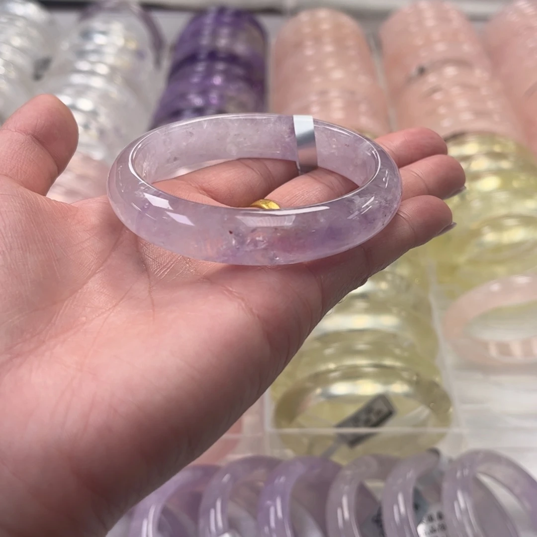 水晶手镯未镶嵌紫水晶56（有共生）不退不换