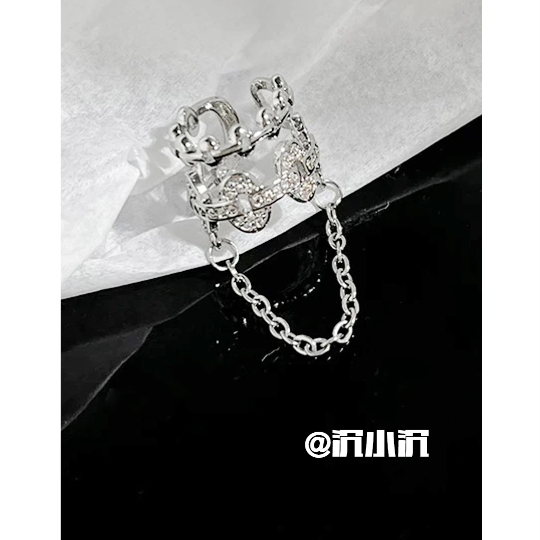 铜合金耳饰 【椭圆双环耳夹483-S】精致百搭小众气质简约耳骨夹耳饰