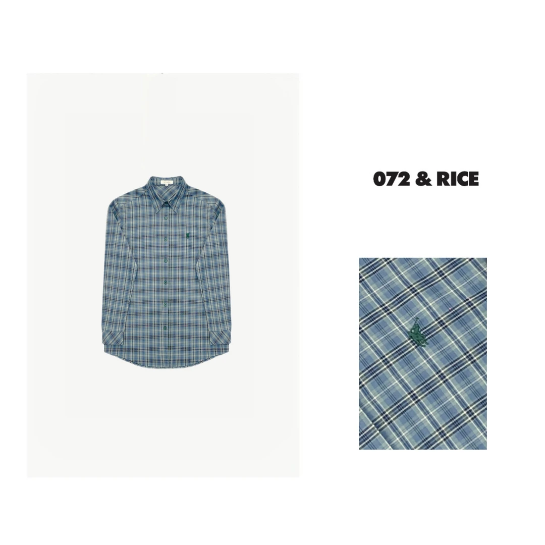 072 & RICE【南城】100棉 秋季休闲翻领格纹长袖衬衫 W0382Z FF