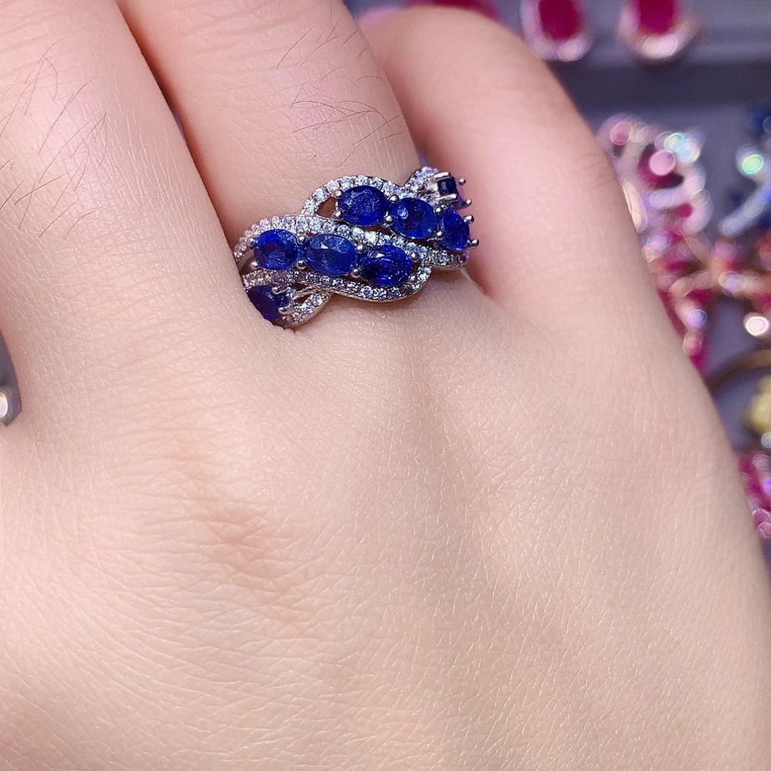 戒指蓝宝石银S925镶嵌