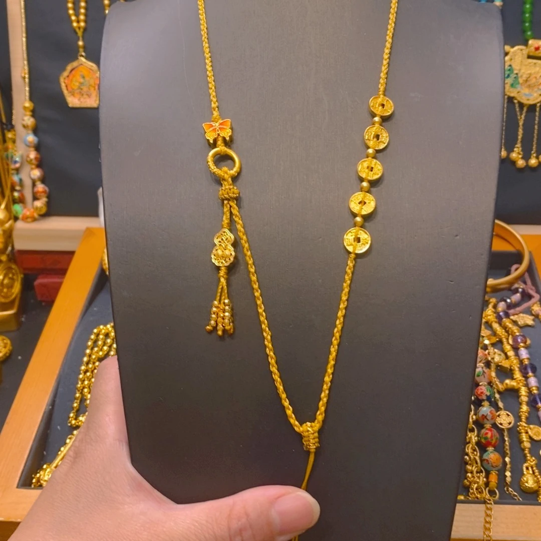 布艺铜合金无铜合金侧面五帝钱蝴蝶葫芦单绳子