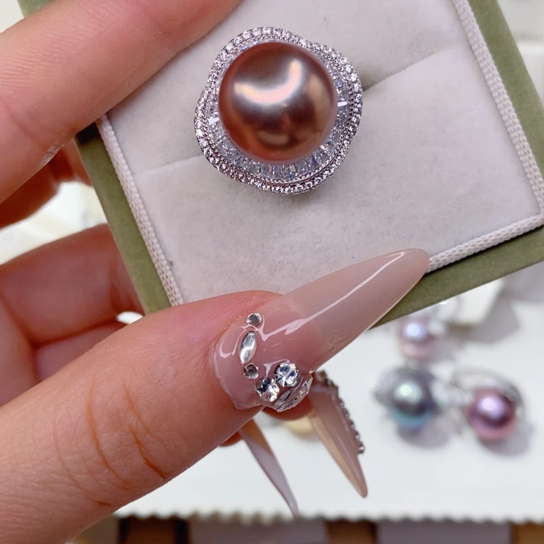 贝***九戒指银S925镶嵌淡水珍珠13➕