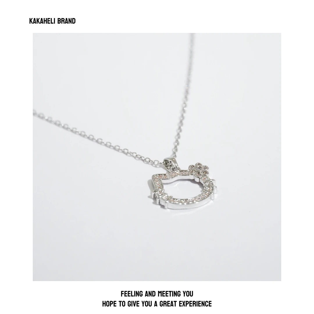 钛钢项链 气质轻奢时尚百搭小众简约ins坠链卡通喵咪项链KK1544