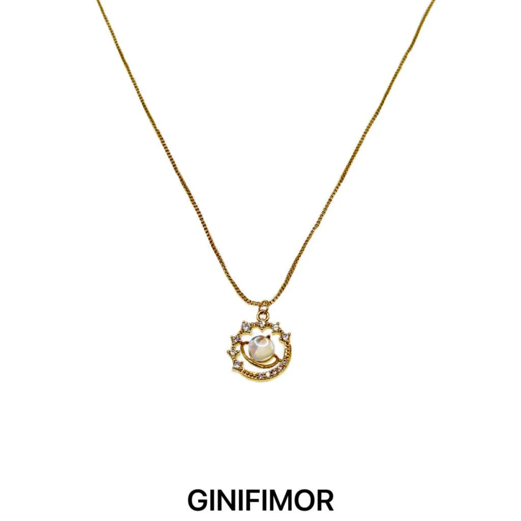 GINIFIMOR 铜合金项链 a755 星球闪锆项链百搭设计锁骨链