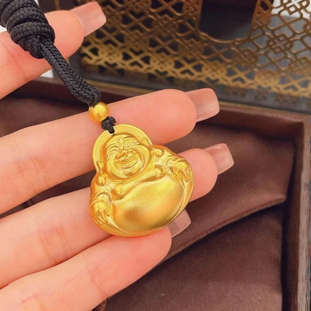 合金吊坠 高颜值金色福字大肚弥勒佛吊坠男女同款吊坠送节日礼物