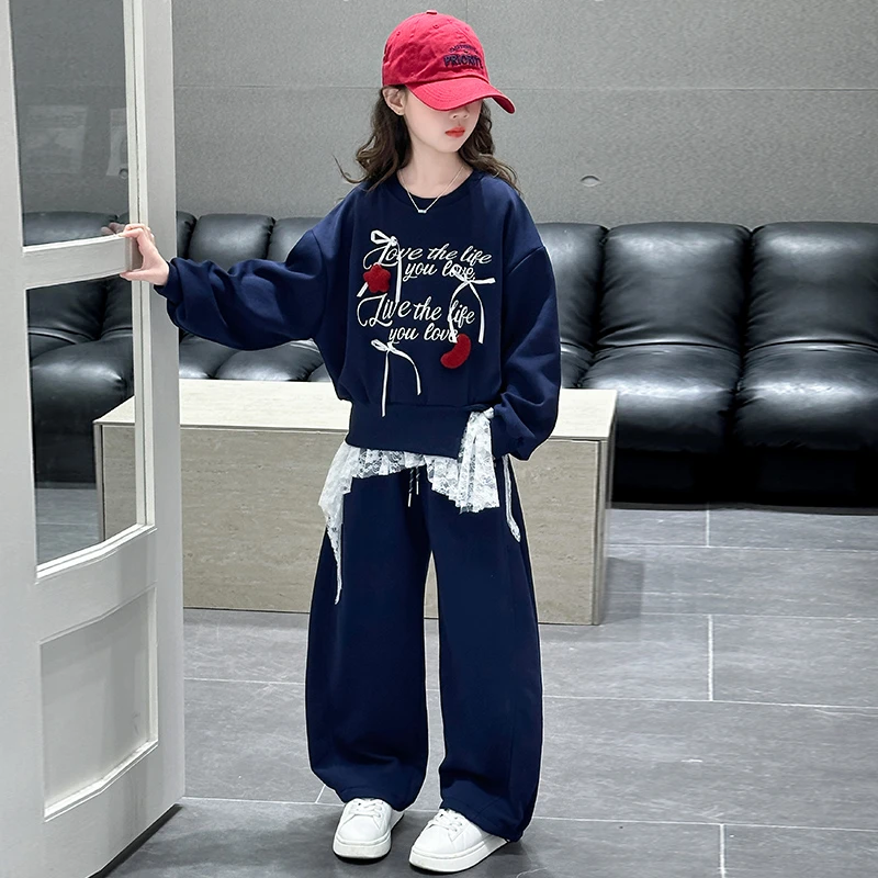 女童卫衣套装春秋2025新款儿童洋气运动中大童甜酷春装衣服两件套