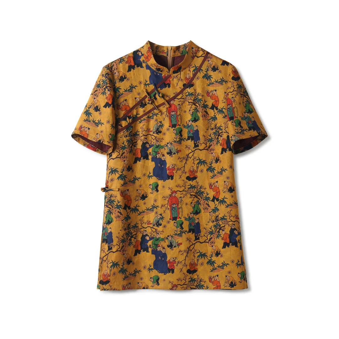 【百子图】满分桑蚕丝气质国风女士上衣DX25AS137