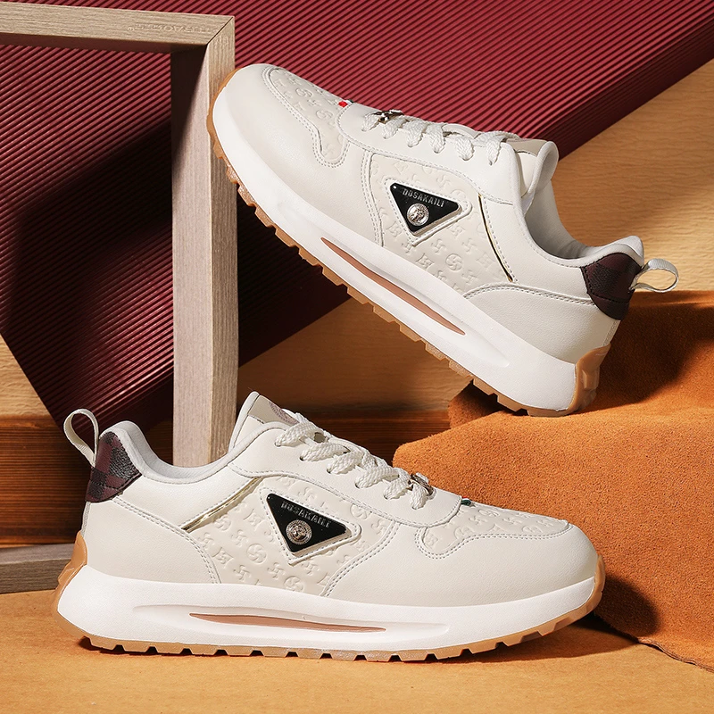 秋冬男款男士厚底增高真皮板鞋男鞋保暖情侣工装男时尚低帮休闲鞋