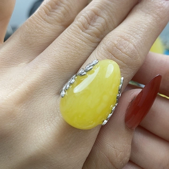 琥珀戒指未镶嵌戒指