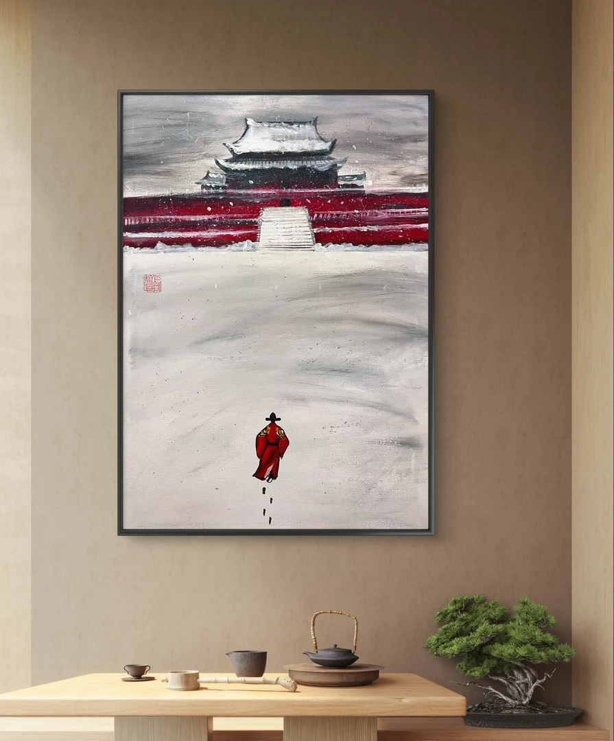 装饰挂画高清《张居正雪中独行》2款可选明朝那些事儿当年明月水墨