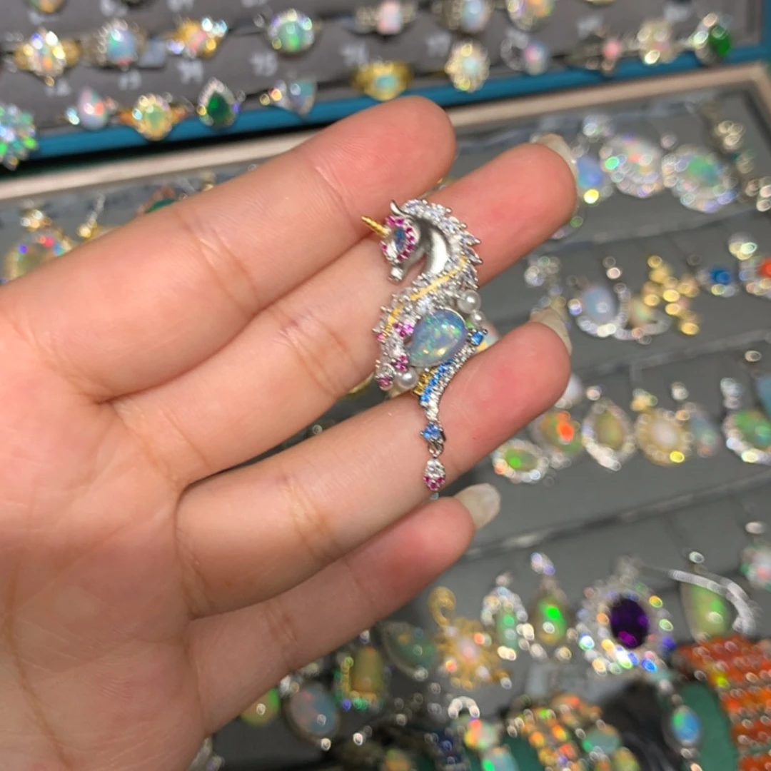 【闪购商品】欧泊银S925镶嵌 欧泊吊坠l