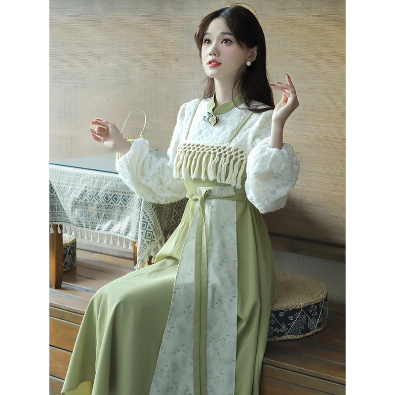 瑶西【千山翠】汉服国风新中式女装裙子爆款春款古风长款新款连衣裙