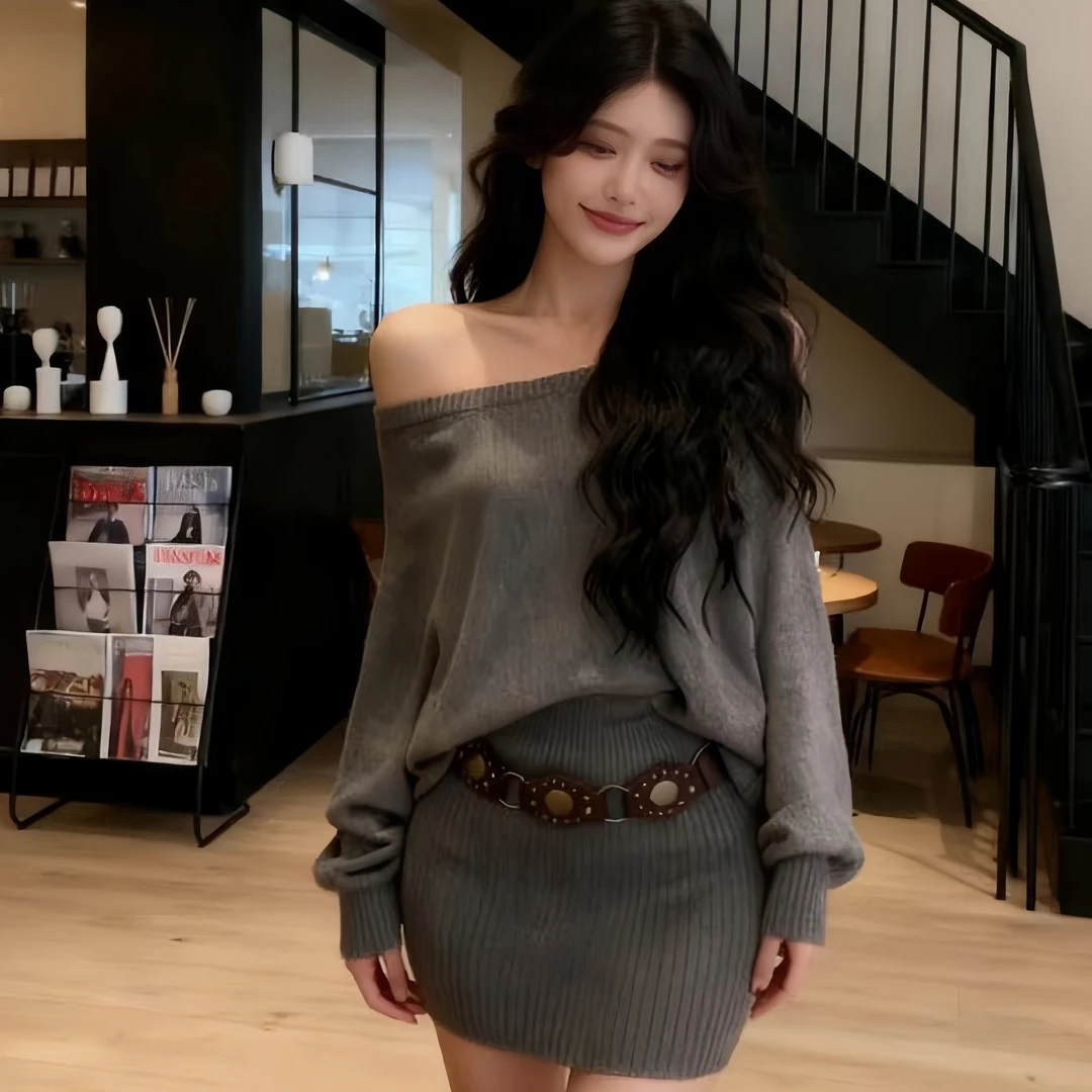 韩系气质千金高级感2025针织秋冬爆款辣妹修身包臀连衣裙