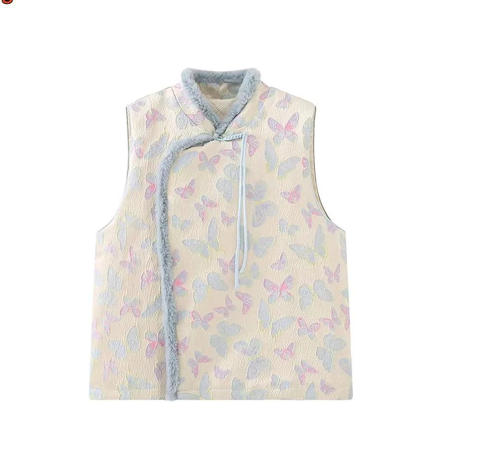 【蝶翙】复古国风小众立领新中式穿搭出游气加棉质马夹百搭通勤