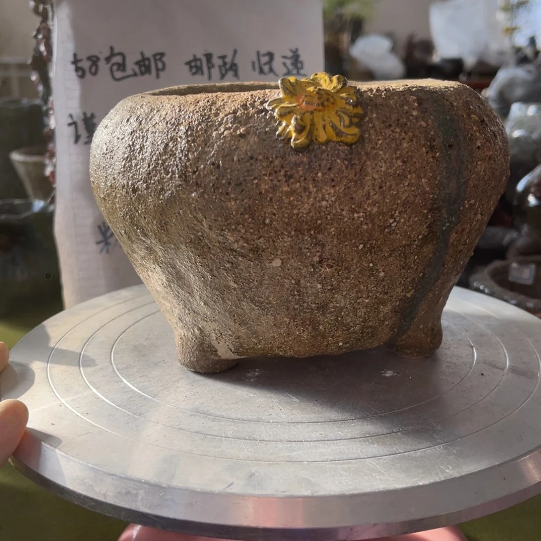 红陶粗砂陶瓷花盆