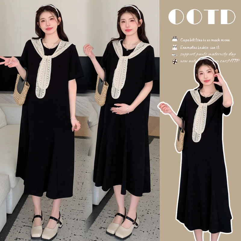 时尚孕妇装夏装披肩连衣裙2025新款法式宽松长裙子气质减龄中长款
