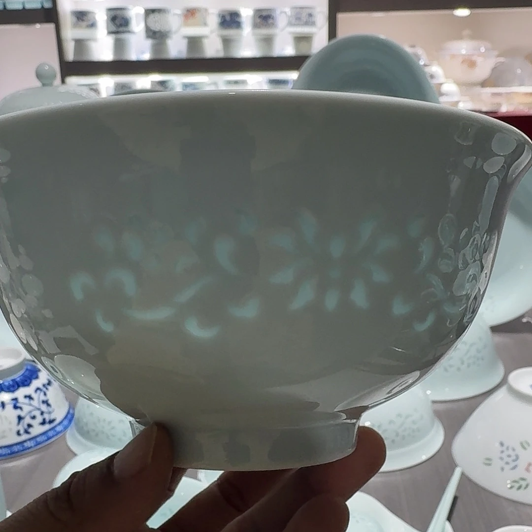 杯景德镇陶瓷一级品玲珑面碗2个