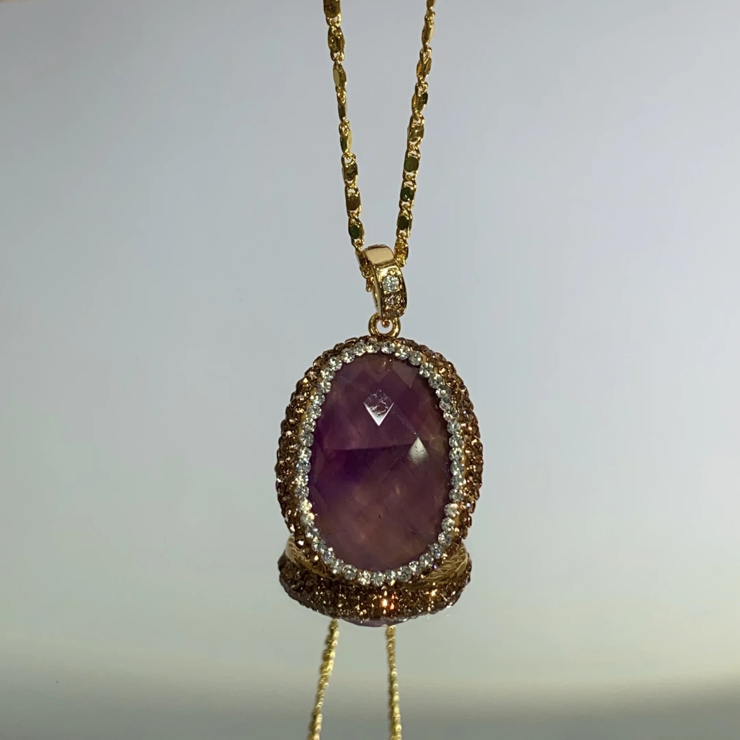 铜合金合成锆石吊坠 TTSD 紫色SJ椭圆吊坠1515d