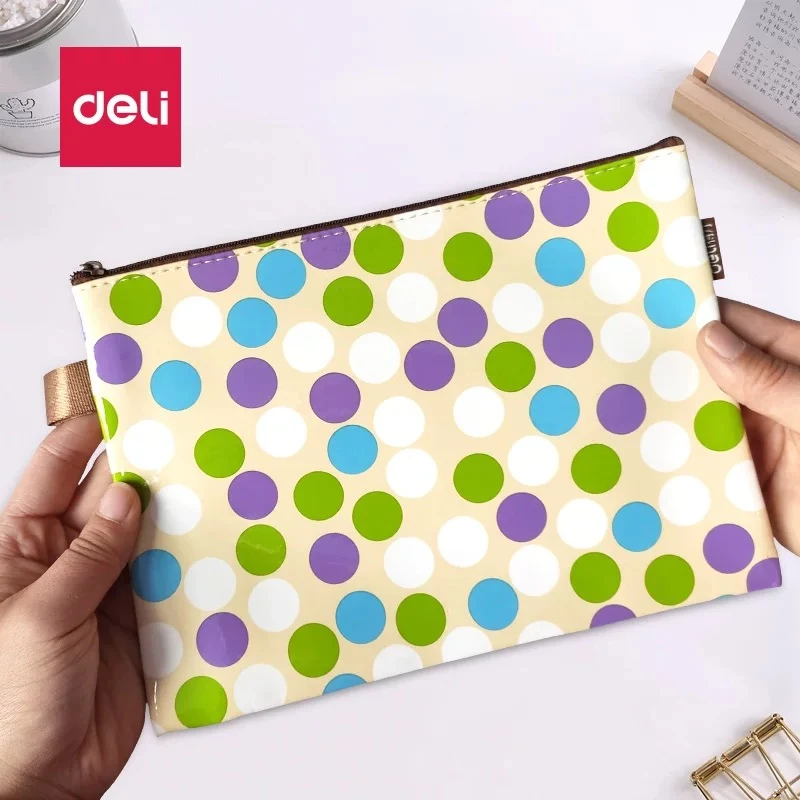 得力5829圆点PU收纳袋