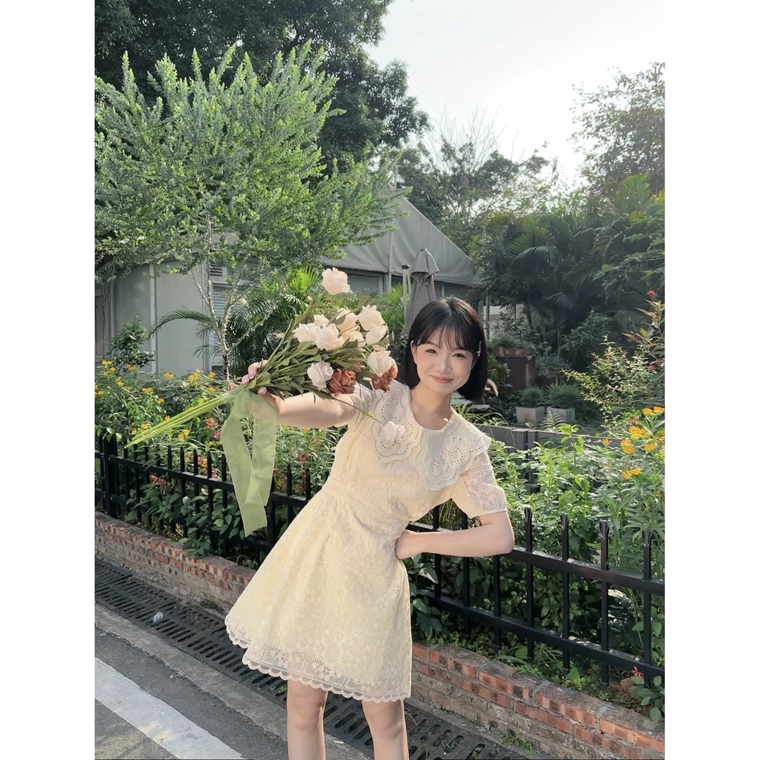瞌睡兔定制【清苍】花落伴舞 显瘦气质优雅时尚连衣裙242193