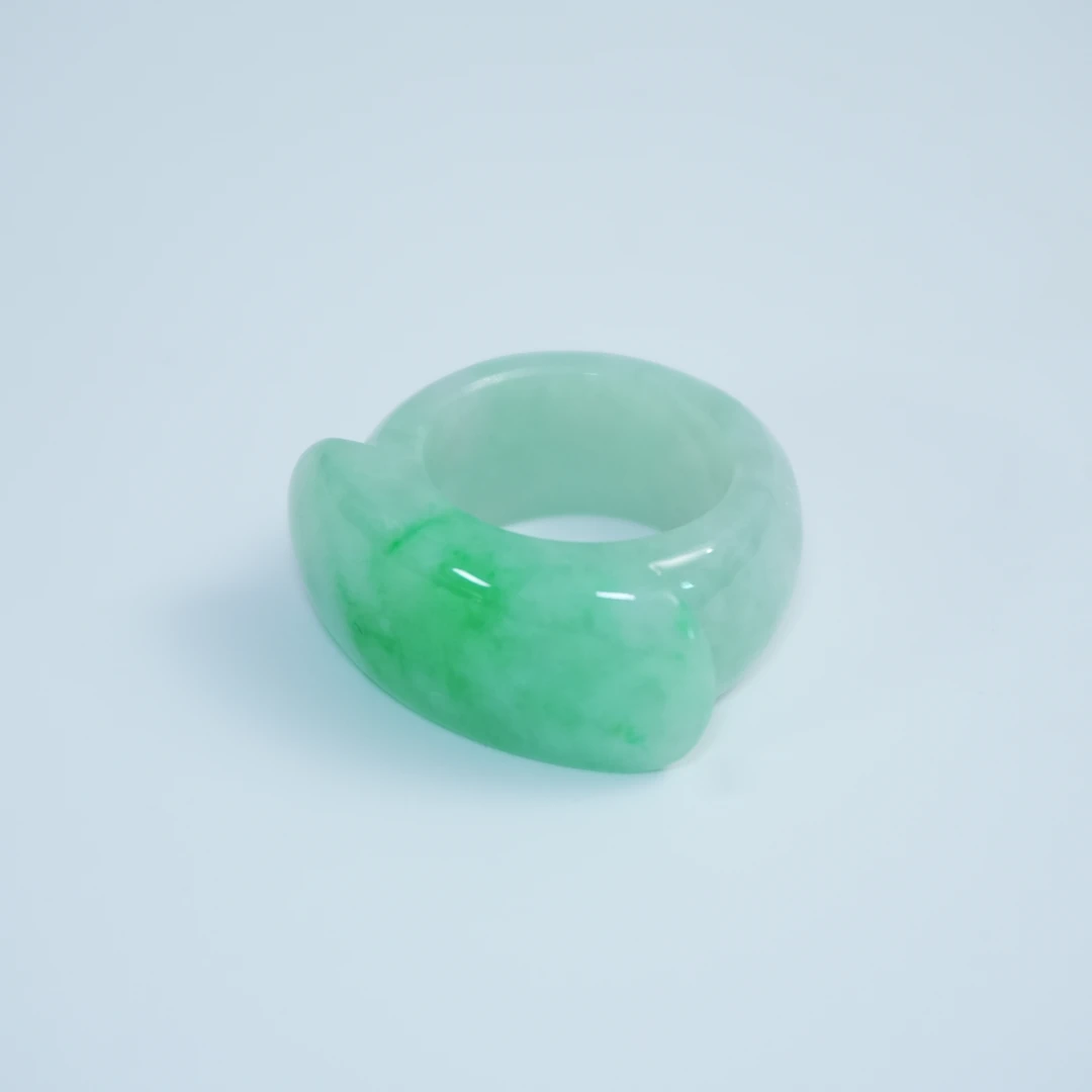清代马鞍形翡翠指环435591*古玉*传承