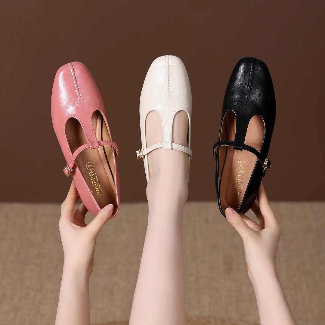 【Ciafoce纤芙森】913中跟纯色复古风单鞋舒适百搭方头平跟粗跟