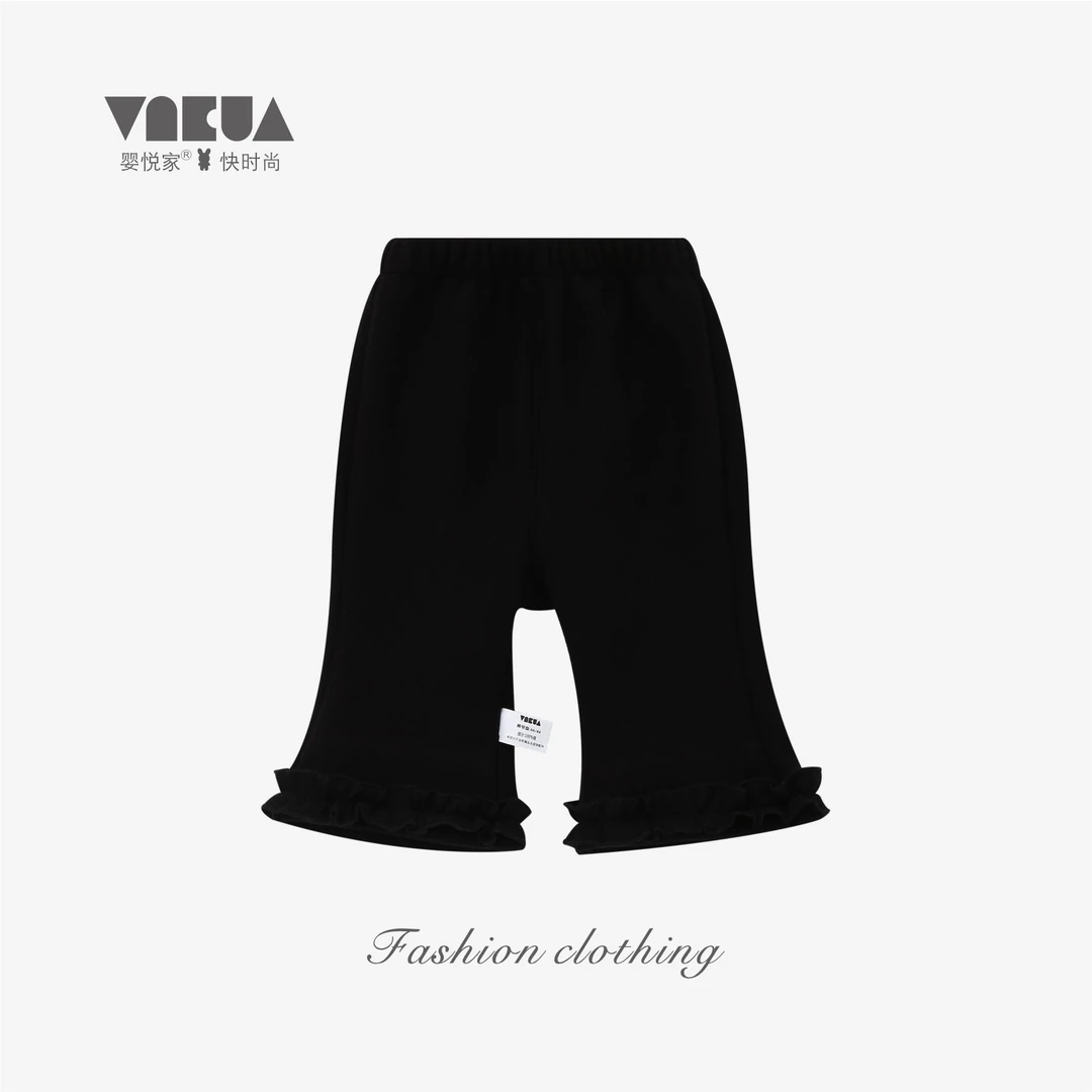 婴悦家秋冬款女宝宝时尚纯色百搭微喇花边裤弹力复合绒 89366