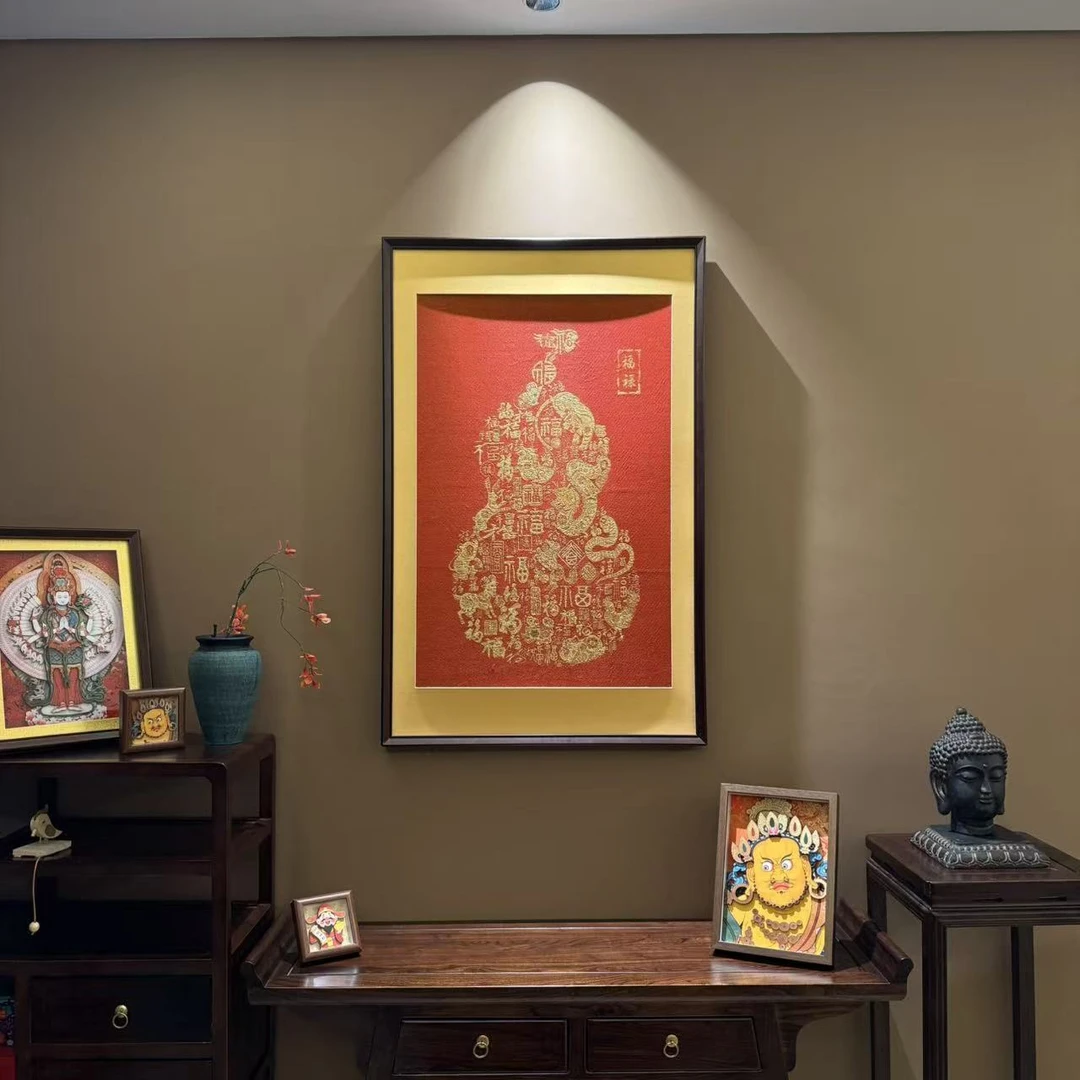 【玄一】-十二生肖百福图新中式刺绣画玄关画