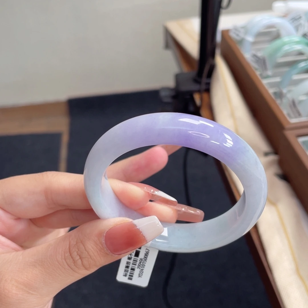 翡翠手镯未镶嵌紫色5455 2号