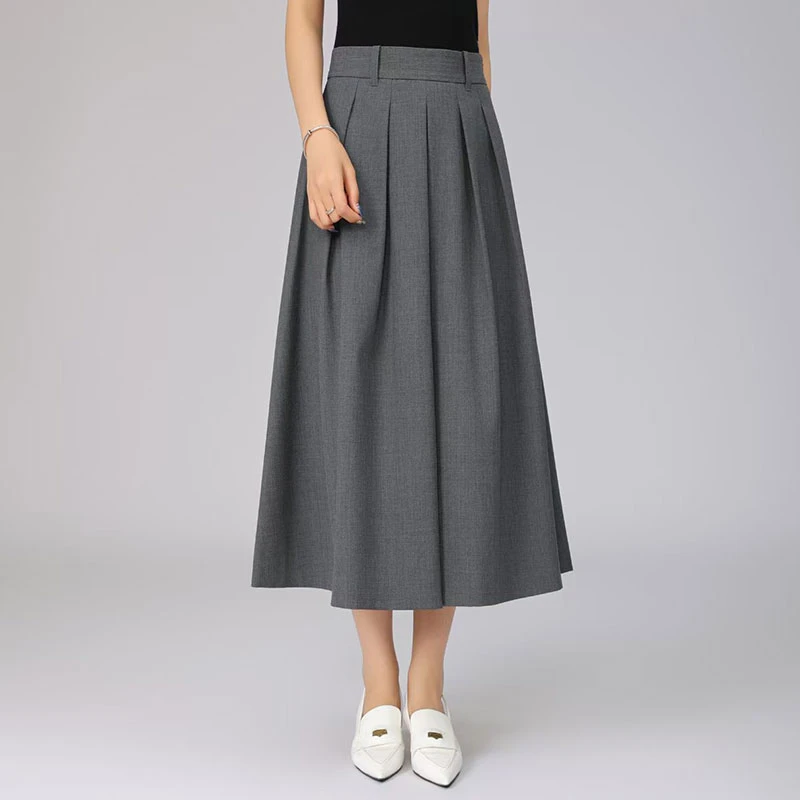 【商场同款】优雅高腰百褶半身裙中长款时尚气质大摆伞裙女1200375