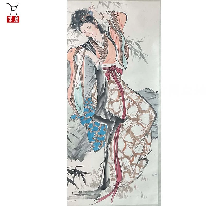 W1003仕女图立轴66x136/8.1平尺