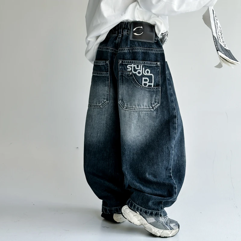 【2025秋款上新】男童牛仔裤儿童洋气宽松直筒裤子中大童春秋款长裤