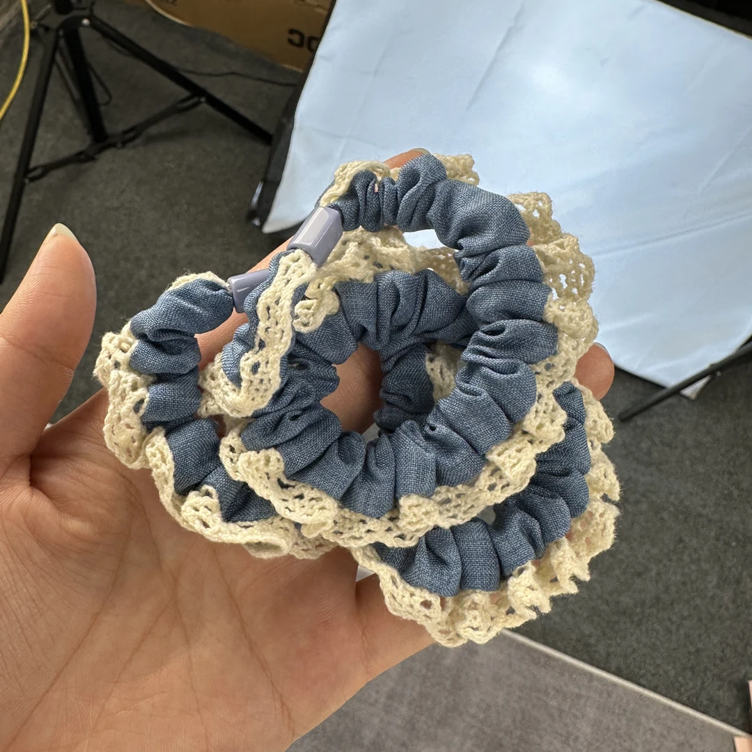 蕾丝蓝色小发圈儿