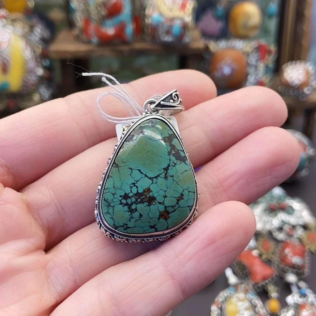 绿松石银S925镶嵌颈饰