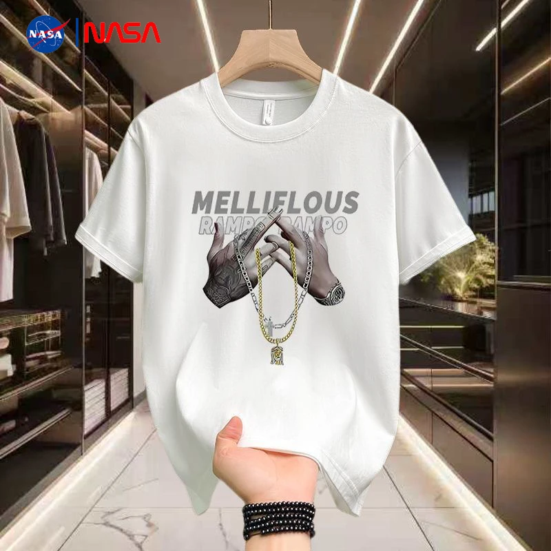 NASA联名网红款男装气场强大高级感短袖男t恤男生穿搭衣服纯棉T恤