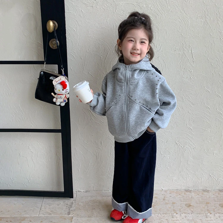 女童秋季外套2025新款洋气女宝宝春秋款卫衣连帽上衣儿童秋装开衫
