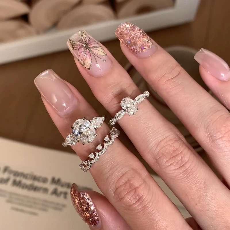 铜合金戒指 小众精致满钻戒指女时尚温柔百搭高级感开口食指戒