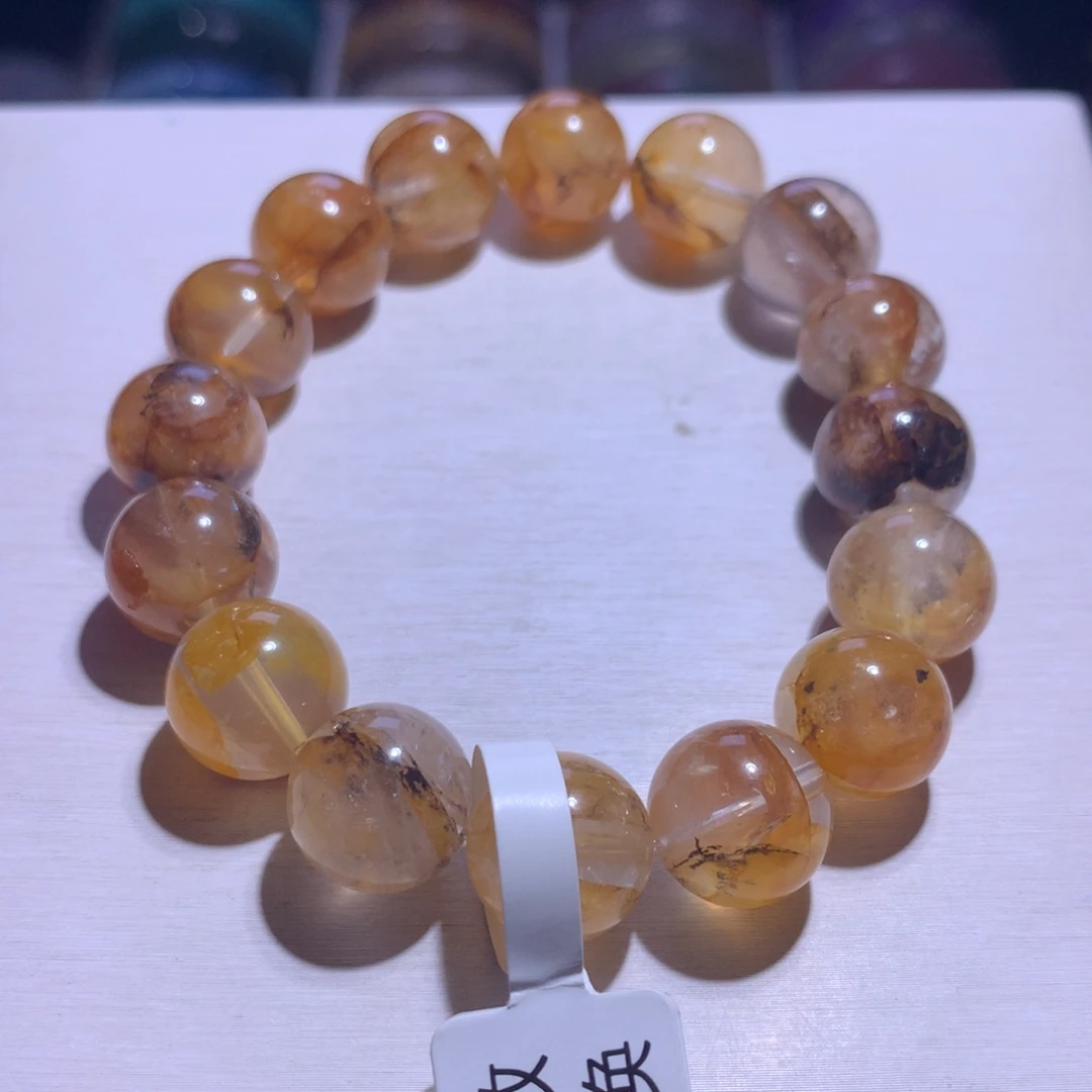 水晶手串银S925镶嵌小树胶花13m