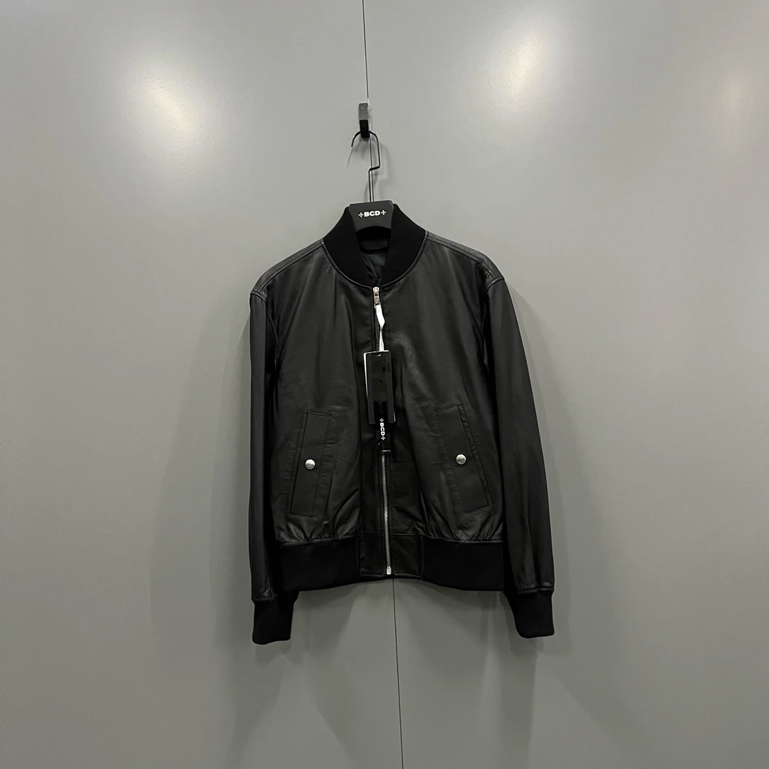 99新 maje (ll) Roberto Cavalli 黑色皮衣夹克 46码/018261