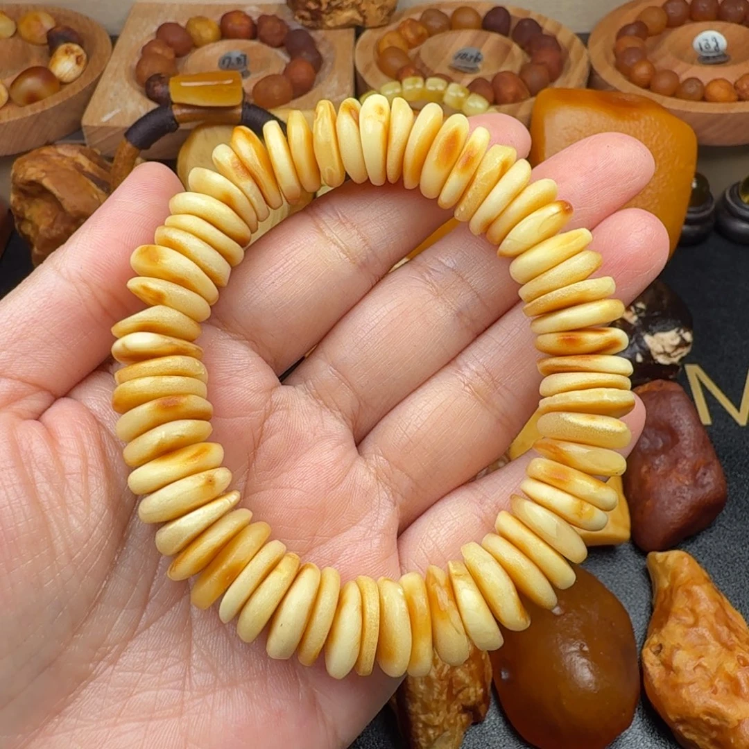 未镶嵌颈饰琥珀饼子白蜡手串