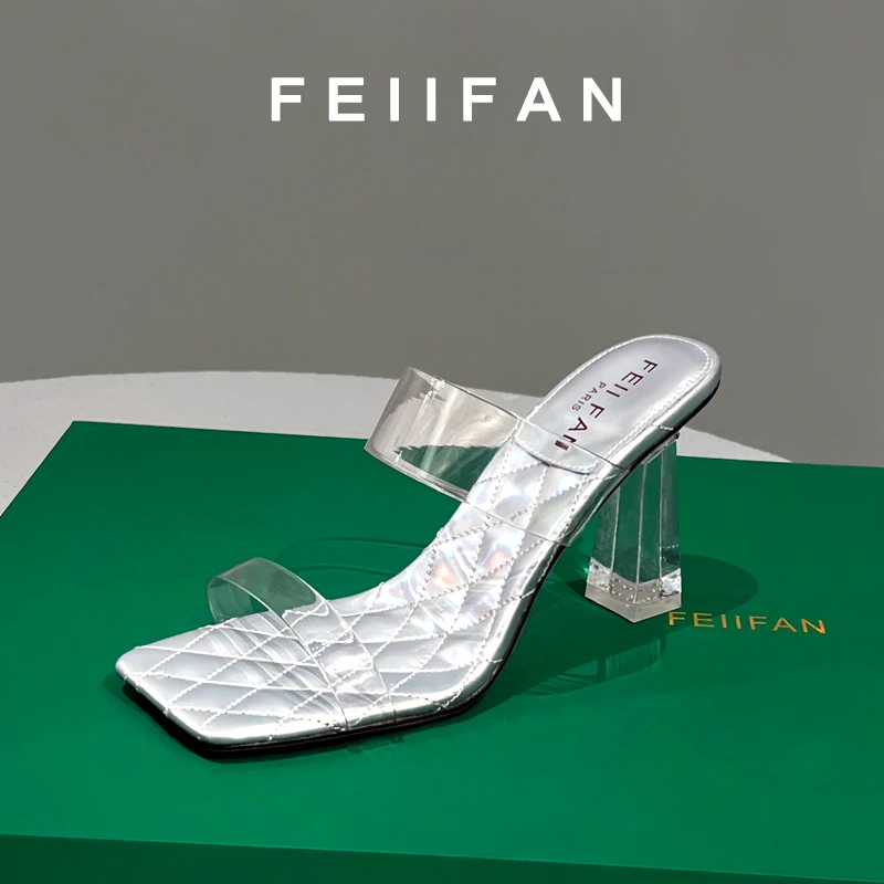 【现货】半拖鞋女2025春夏季新款粗跟外穿法式气质高跟鞋凉鞋5650