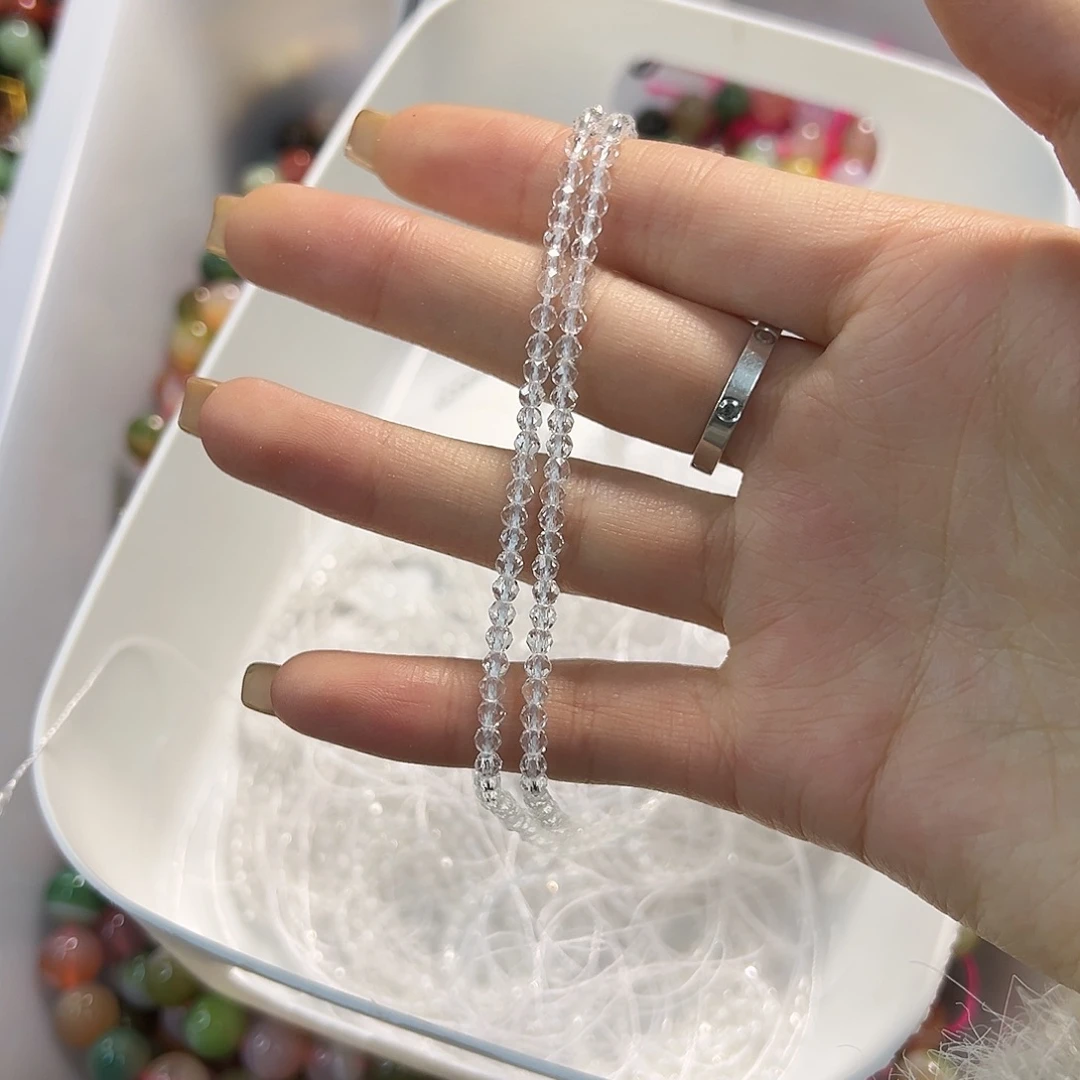 玛瑙/玉髓合金珠宝半成品白水晶切卡3两条