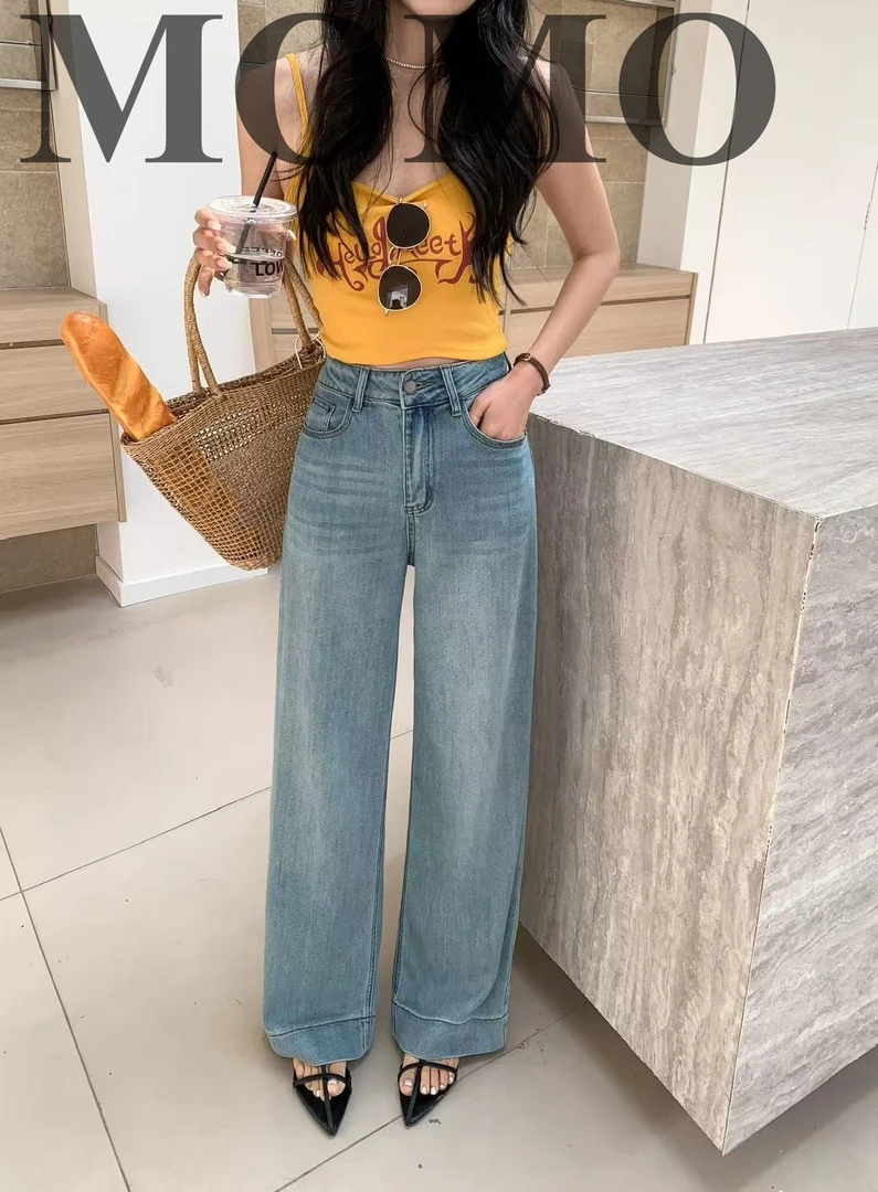 牛仔裤直筒韩版阔腿显瘦