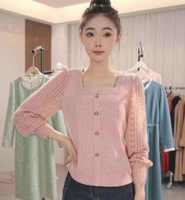 Z81072025秋季新款拼接休闲气质修身显瘦长袖百搭女士上衣打底