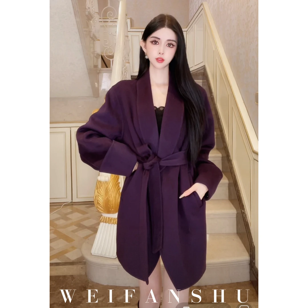WEIFANSHU/魏凡舒【封神大片】秋冬新款羊毛羊绒气质长款大衣外套