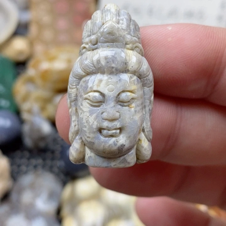 硅化珊瑚（珊瑚玉）未镶嵌颈饰有瑕 小