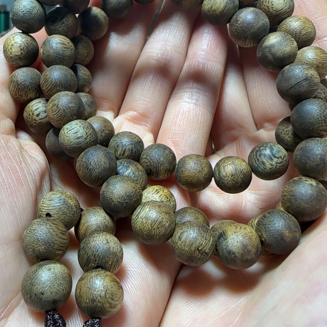 手串沉香绿奇楠沉香圆珠多圈28克+手串