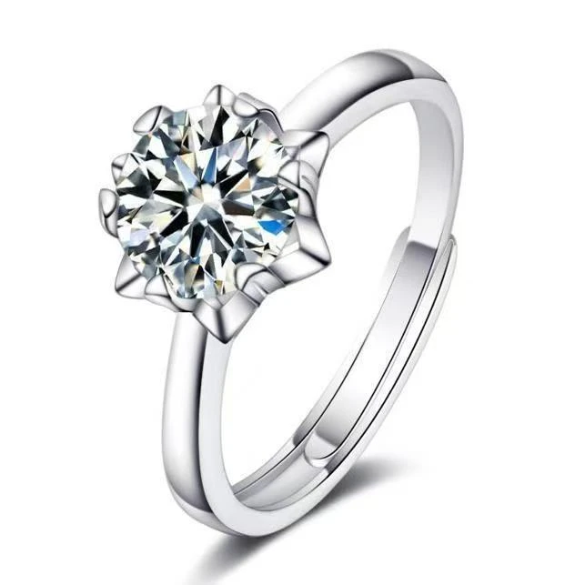 铜合金合成锆石戒指 【92588】女款轻奢时尚女士情侣经典镶嵌可调节